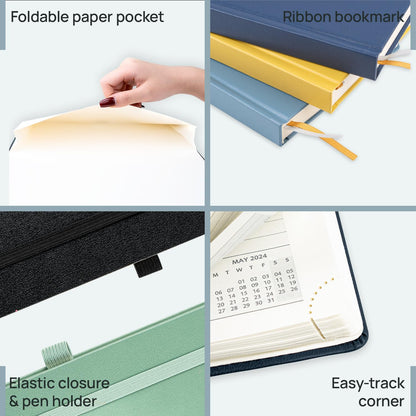 POPRUN 2026 Planner (Large Size 8.5''x 10.5'' Hardcover) - Daily Weekly and Monthly Calendar Agenda 2026 Appointment Book with Hourly Time Slots, Monthly Tabs, 100 GSM - Light Yellow