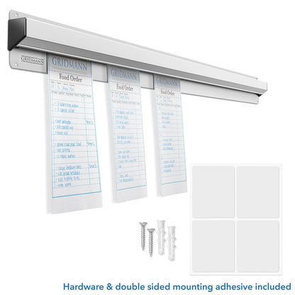 GRIDMANN 36-inch Slide Check Rack, Aluminum Restaurant Ticket Holder for Commercial Kitchen Food Orders