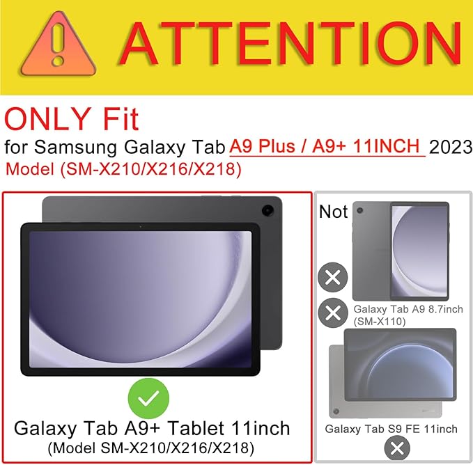 Keyboard Case for Samsung Galaxy Tab A9+/A9 Plus 11 Inch 2023 (SM-X210/X216/X218), Detachable Color Backlit Bluetooth Keyboard and Mouse, Slim Lightweight Stand Cover with Pen Holder (Purple)