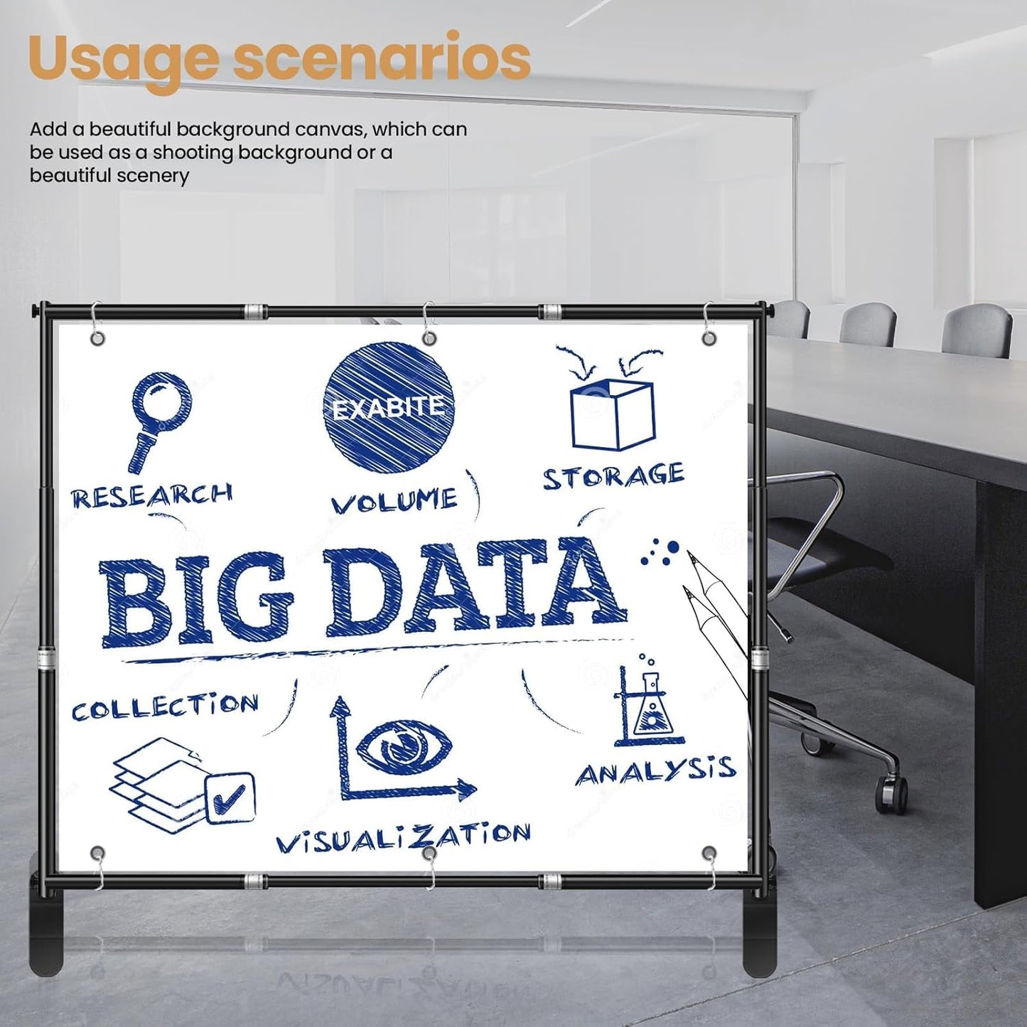 Jiang&Rong 10x10ft Heavy Duty Backdrop Stand Kit - Adjustable Step and Repeat Photo Banner Stand for Photography, Trade Shows, Photo Booths, Events(Black)