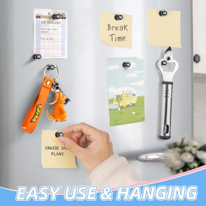 VNDUEEY 40Pcs Fridge Magnets, Black Refrigerator Magnets for Whiteboard, Strong Metal Magnets for Whiteboard, Office, Classroom, Kitchen, Map, Pictures