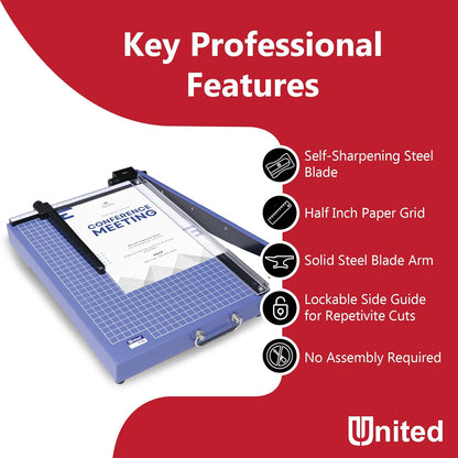 United Office Products T15 Commercial Guillotine Paper Trimmer, Sturdy Metal Base, 15" Cut Length, 15 Sheet Capacity, Paper Cutter for Offices, Schools and Crafts