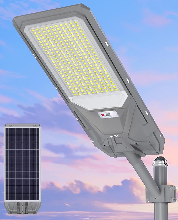 JAYNLT X-12000W Solar Street Lights,6500K Commercial Parking Lot Light Dusk to Dawn,IP68 Waterproof Flood Security Street Lights Motion Sensor for PlayCourt,Farm