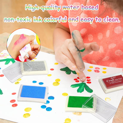 Craft Ink Pad for Rubber Stamps, Paper, Wooden, Fabric, Scrapbooking, Non-Toxic Finger Ink Pads for Kids (Gold)