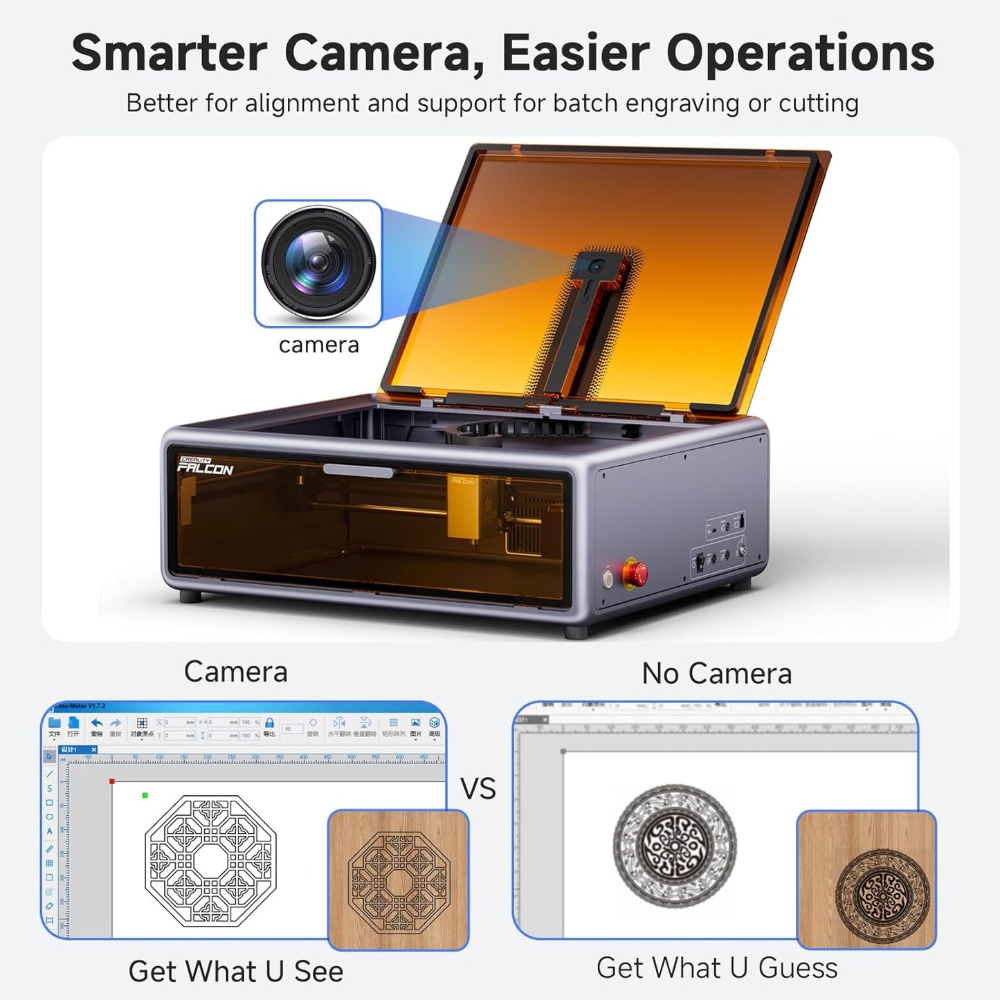 Creality Falcon A1 10W Laser Engraver, Enclosed Laser Cutter with Air Assist, HD Camera Positioning, Beginner-Friendly, Class 1 Safety Laser Engraving Machine for Wood and Metal, Acrylic