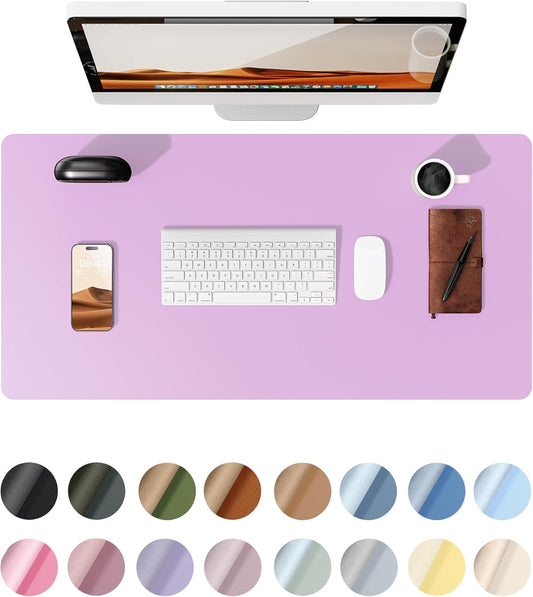 YSAGi Leather Desk Protector, Office Mat, Large Mouse Mat, Non-Slip PU Leather Blotter, Laptop Desk, Waterproof Writing Pad for Office and Home (Taro Purple, 35.4" x 17")