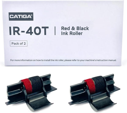 CATIGA IR-40T Ink Roller Cartridge for Printing Calculators and Adding Machines, Black/Red Pack of 2, Used with Casio HR-100TM HR-150TM HR-170RC, Sharp EL-1750V EL-1801V, CP30A CP90A