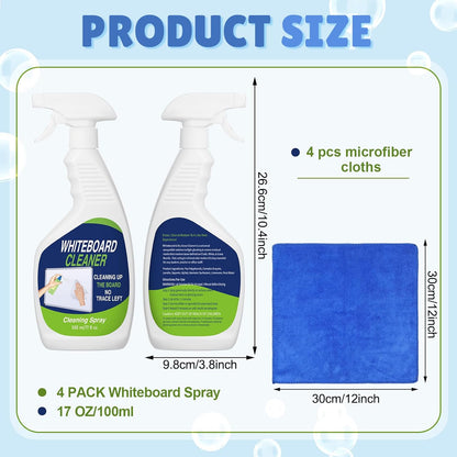 8 Pcs Whiteboard Cleaner Set 4 17 fl oz Dry Erase Board Liquid Cleaner with 4 Cloths White Board Cleaning Spray for Classroom Chalkboard Home Office