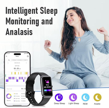 Fitness Tracker with 24/7 Heart Rate,Blood Pressure Sleep Tracking,104 Sports Modes Calories Smart Watch,IP68 Waterproof Step Counter Activity Trackers Pedometer for Android&iPhone Women Men (Black)