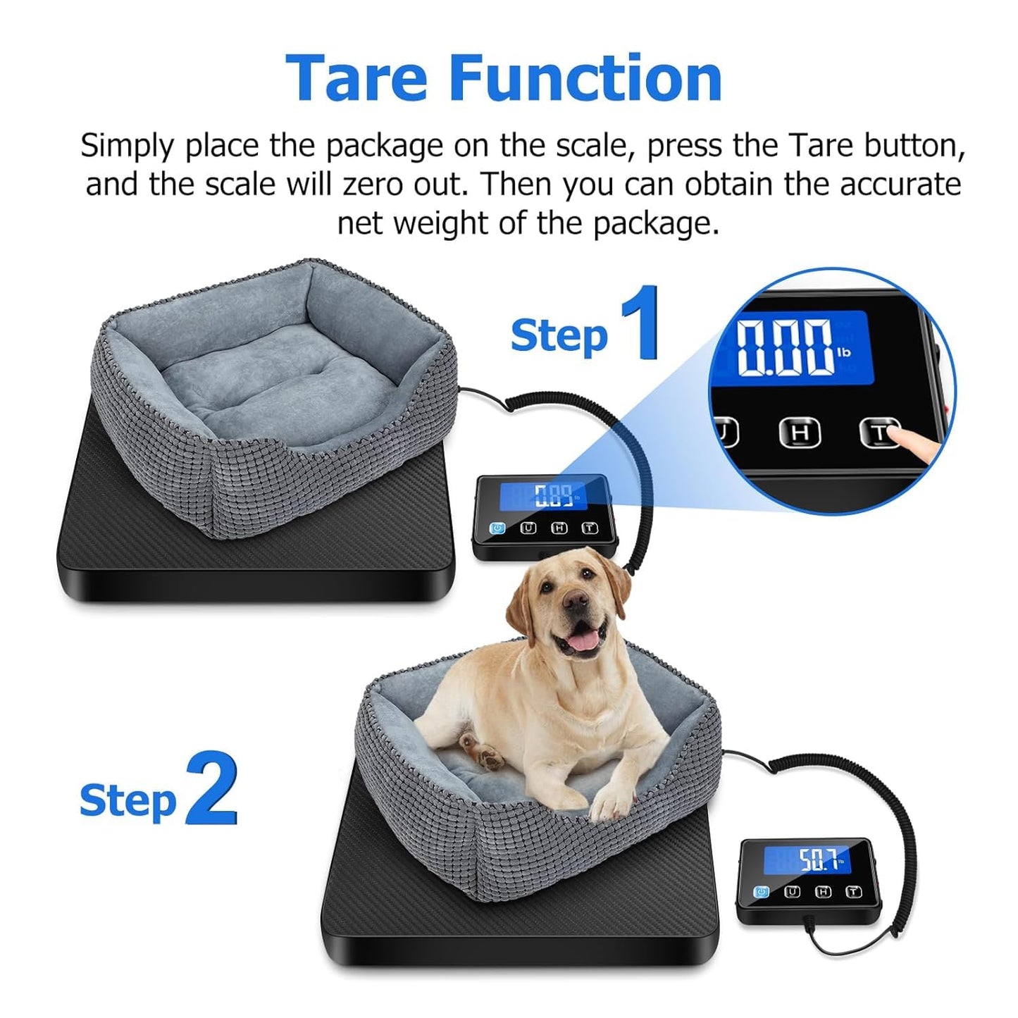 440lb Shipping Scale, 0.35oz High Accurate Digital Package Scale with Hold/Tare Function, Weight Scale for Packages, Luggage, Small Business, Home Use, Battery & Charging Cable Include