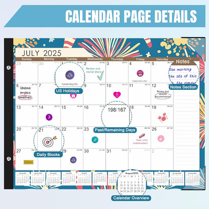 Gannyfer Desk Calendar 2025-2026, Large 22"x17" Monthly Calendar, July 2025 - Dec 2026, 18 Month Yearly Desktop Pad Calendar,Office Supplies Perfect for Home, School or Office(6 Stickers Included)