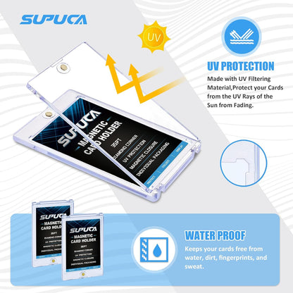 25ct Magnetic Card Holder 35PT, One Touch Protector for Trading Cards, Hard Plastic Sleeves Display Case for Baseball and Sports Cards