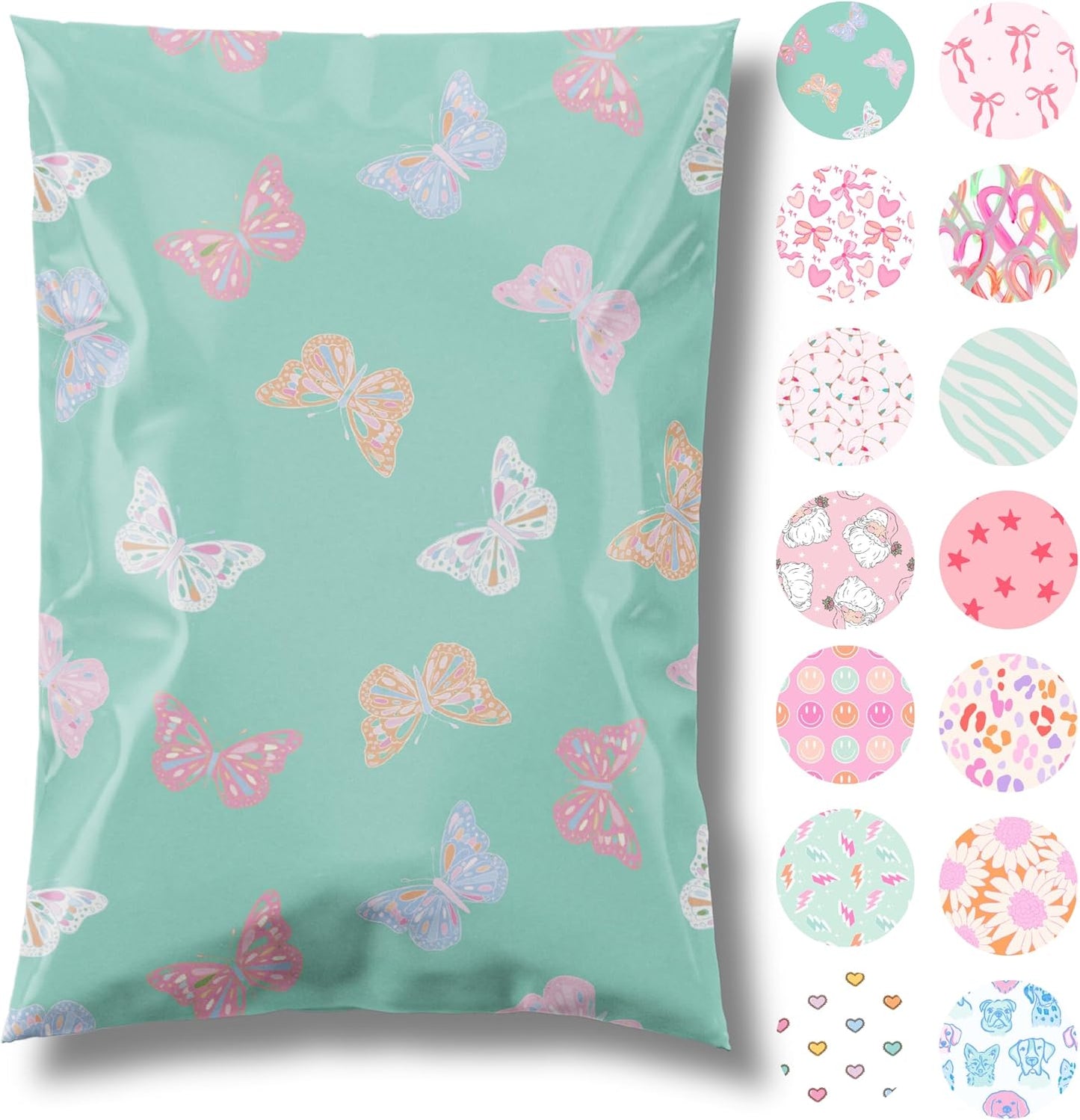 6x9 Designer Poly Mailer 100 Pack Heavy Duty Waterproof Self Seal Shipping Bags for Small Business Large Mailing Envelopes Bulk Tear Resistant Packaging Butterfly