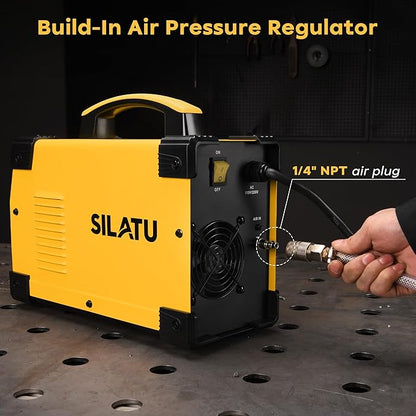 SILATU 65Amps Plasma Cutter, STC650P HF Non-Touch Pilot Arc Plasma Cutter Machine, 110/220V Dual Voltage Air Sensor Technology Large LED Display, 18mm Max Cutting thickness, PT/2T/4T for Beginners DIY