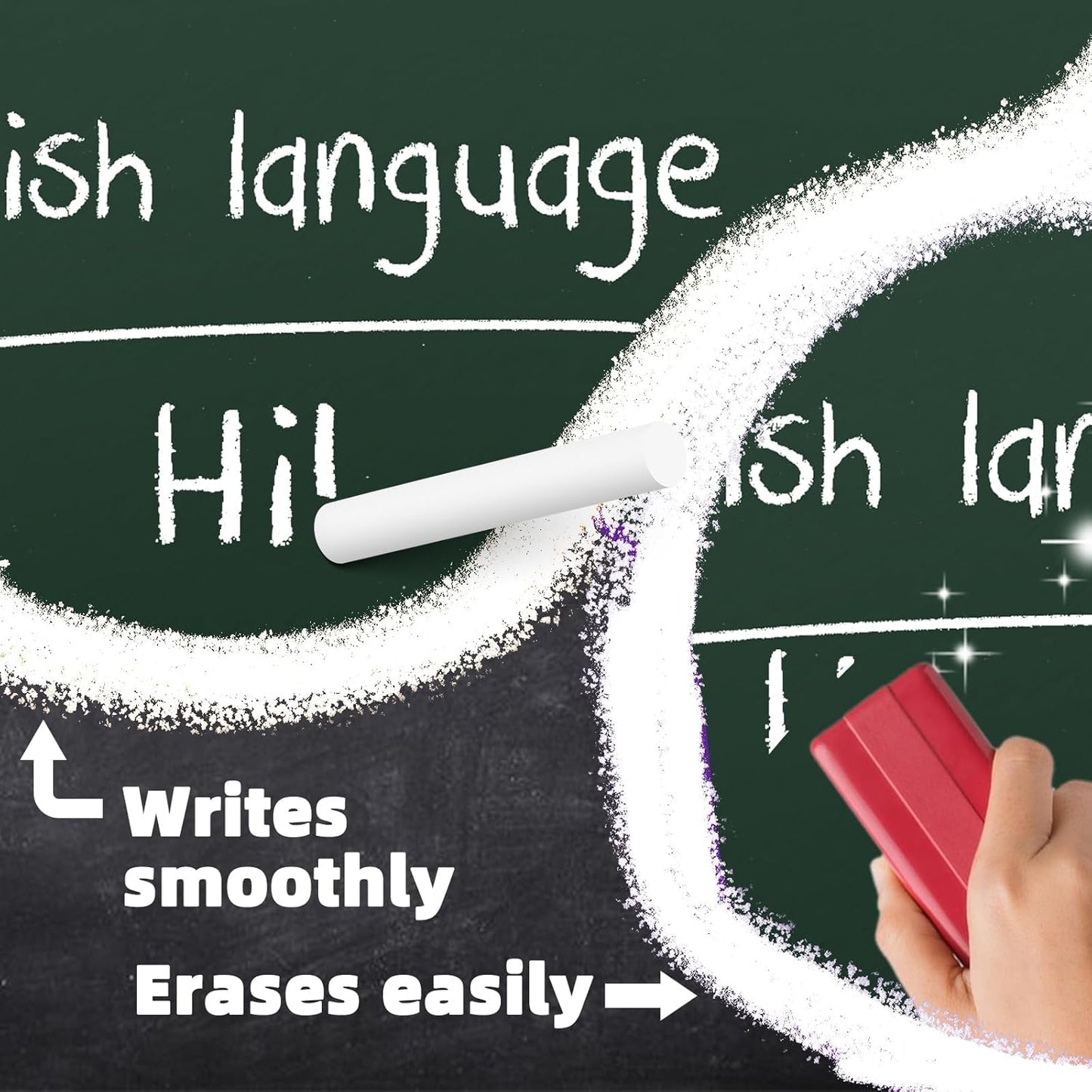 Colored Chalk 100PCS, Low Dust Chalks Stick Bulk for Chalkboard Blackboard Non-Toxic