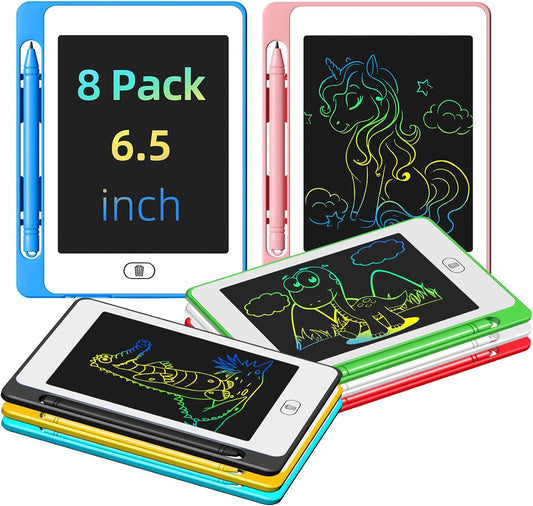 8 Pack LCD Writing Tablet for Kids, 6.5 Inch Colorful Doodle Board Drawing Tablet, Erasable Reusable Electronic Drawing Pads, Educational Learning Toys Birthday Gifts for Girls Boys Age 3 4 5 6 7 8