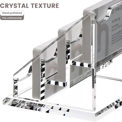 Acrylic Card Holder Clear Horizontal Business Card Organizer Stand for Desk 3 Slots 3 Tier Business Cards Stand for Women and Men,Office Desk Accessories,Organize 150 Cards-1 Pack(3 Slots-H)