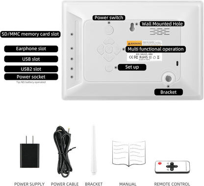 WiFi Digtial Wall Clock,Desk Clock with Weather Temperature Humidify,10 Day Weather Forecast,Weather Station with Digital Calendar and Dementia Alarm clockx for Seniors.(Whith, 7 inches)
