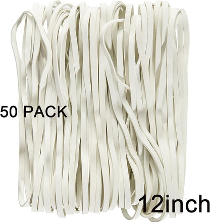 AMUU Rubber Bands 12inch Large 35 Pieces Rubber Bands Fits 8-33 Gallon Trash Cans File folders Elastic Bands for Office Supplies Home White rubber band Trash Cans