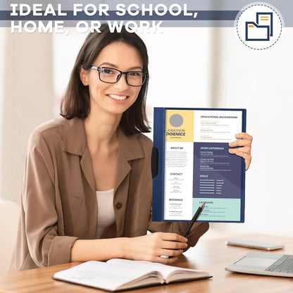 Teling 48 Pcs Report Covers with Sliding Bar Clear Plastic Presentation Folders 9.4 x 11.8 Inches Paper Binder Pocket Folder for Back to School Classroom Business Files Document Office (Navy Blue)