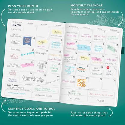 Legend Planner PRO Hourly Schedule - Weekly & Daily Organizer with Time Slots. Appointment Book Journal for Work & Personal, A4 (Dark Teal)