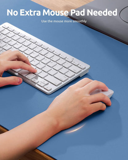 YSAGi Leather Desk Protector, Office Mat, Large Mouse Mat, Non-Slip PU Leather Blotter, Laptop Desk Pad, Waterproof Writing Pad for Office and Home (Sea Blue, 31.5" x 15.8")