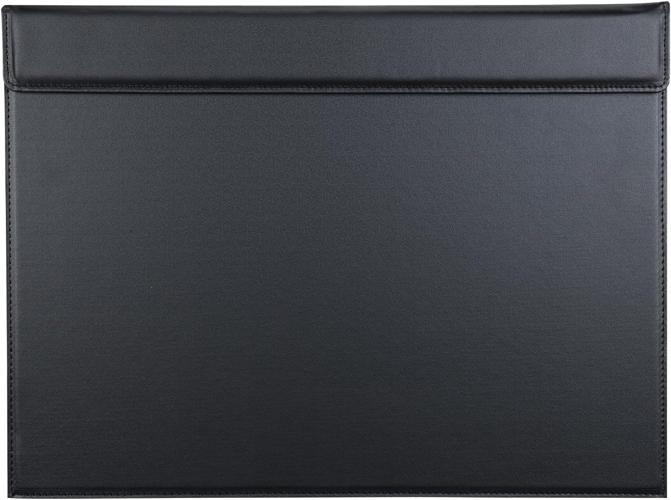 KINGFOM 18''x14'' Large Rectangle A3 Desk Writing & Drawing Desk Pad &Board Table Protector Mat with Paper Clip on Top Black