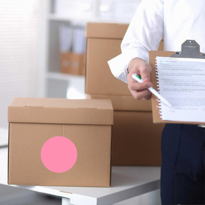 PARLAIM 2" Pink Round Color-Code Circle Dot Labels on a Roll, 500 Stickers, 2 inch Dots for Inventory Package Box Garage Sale