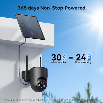 Security Cameras Wireless Outdoor, 2K Color Night Vision, Solar Camera Outdoor Wireless for Home Security, 360°Panoramic View, Weatherproof, 2.4GHz WiFi, 2pack