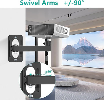 WALI Mini Porjector Wall Mount, Wall Mount Projector for 1/4" Screw, Fully Adjustable Projector Hanging Bracket Ceiling Mount Holder Holds up 4.4lbs, Black (1330LM-PMS)