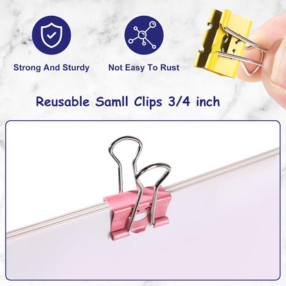 Ufmarine 60 Pcs Small Binder Clips 3/4 Inch, Cute Smiling Binder Clips for Officee