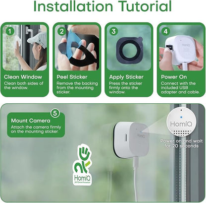 5MP 3K Window Camera for Home Security, 5G&2.4Ghz WiFi Human Detection Alert, AI Full Color Night Vision with Anti-Glare-Reflection 24/7 Events Recording, Easy Magnetic Mount for House/Apartment