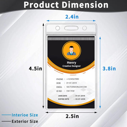 400 Pack Badge Holder, Plastic ID Badge Holder, Clear Waterproof ID Card Holder with Resealable Zip, 2.5" x 3.8" Vertical Name Tag Holder for Nurses and Office, Fits ID Card/Credit Card/Student Card