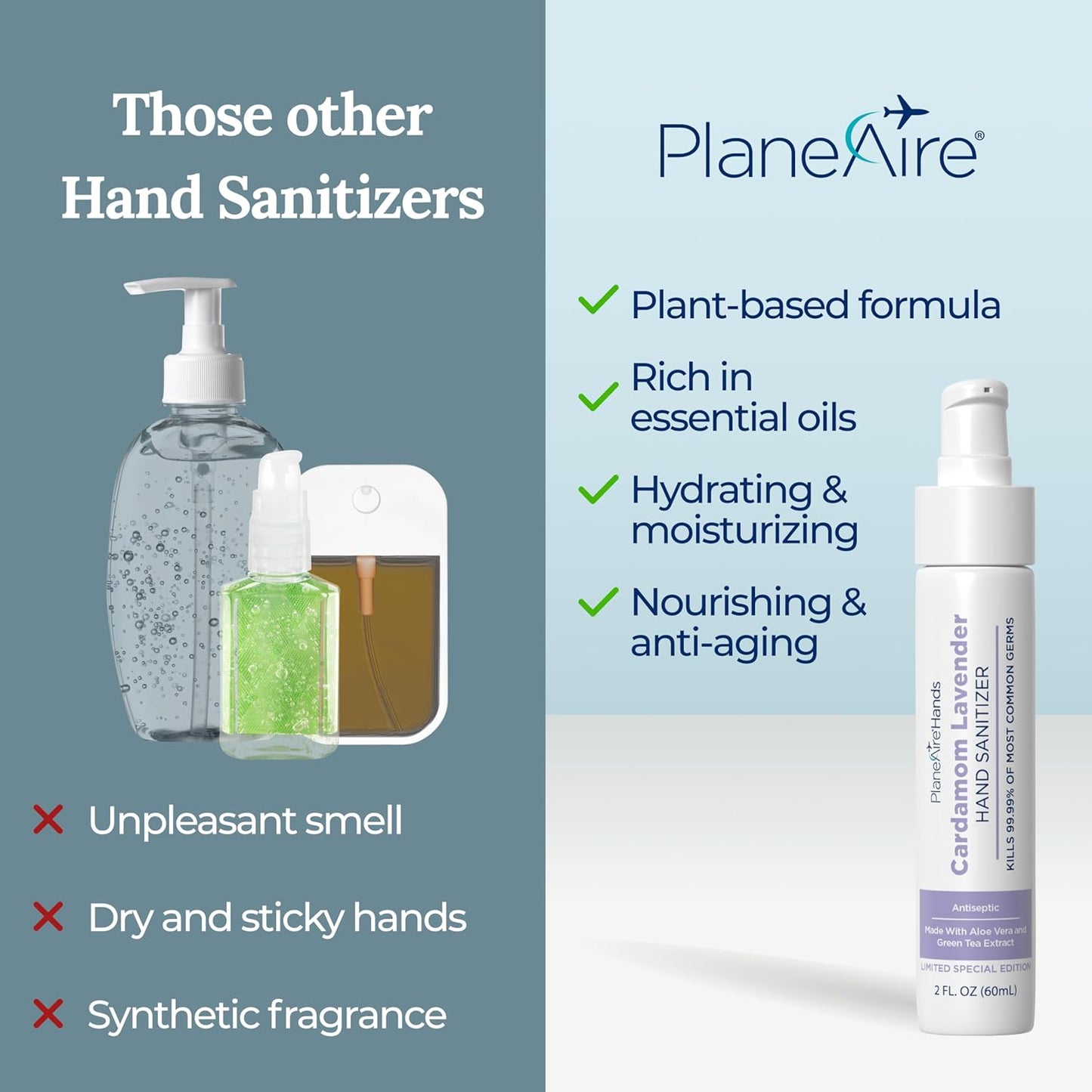 Relax & Rejuvenate Variety 3pk Hand Sanitizer | Cardamom Lavender Lotion, Tangerine Coriander Spray, Sandalwood Lotion | Travel Size | Made with Aloe Vera & Essential Oils | Rich in Vitamin E
