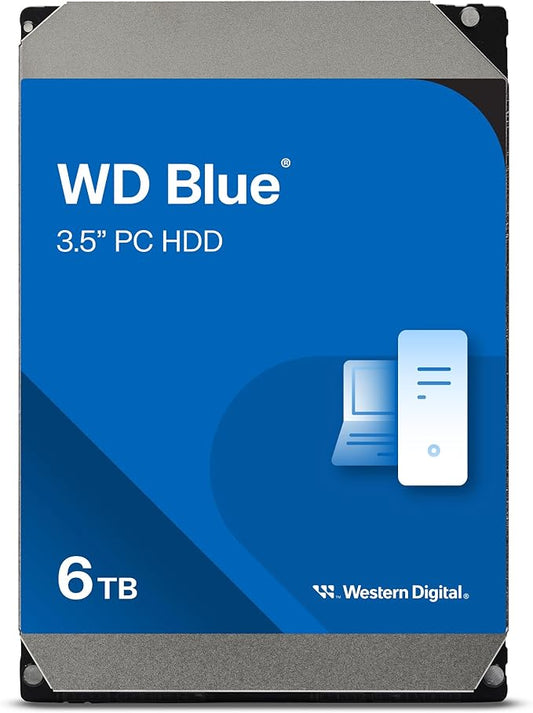 Western Digital 6TB WD Blue PC Internal Hard Drive HDD - 5400 RPM, SATA 6 Gb/s, 256 MB Cache, 3.5" - WD60EZAX