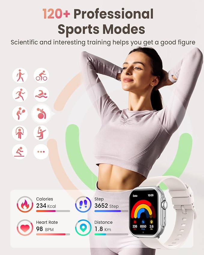 Smart Watches for Women Reloj Inteligente: Smartwatch with 30Day Battery Life Heart Rate SpO2 Sleep Monitor Bluetooth Calls IP68 Waterproof Fitness Tracker watch Running Yoga for iPhone Android 2Bands