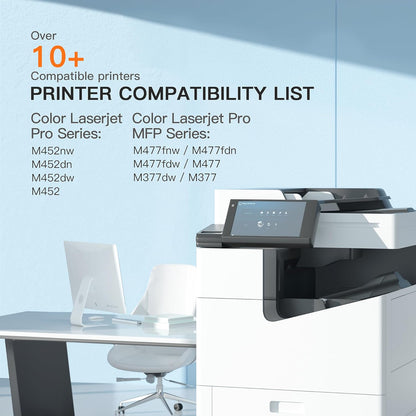 E-Z Ink 410X Toner Cartridges Compatible for HP 410X 410A CF410X CF411X CF412X CF413X to Use with HP Color Laserjet Pro MFP M477fdw M477fdn M477fnw Pro M452dn M452nw M452dw (with Chip -B/C/Y/M)
