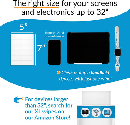 iCloth Large Screen Cleaning Wipes for Electronics, Lint-Free and Streak-Free, Fast-Drying, Removes Dust, Fingerprints, and Smudges (1200 Wipes)