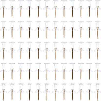 Clear Push Pins 600pcs Standard Thumb Tacks with Rose Gold Steel Point Transparent Plastic Head Pins for Hanging Photo Posters Craft Marking Map Wall Cork Board