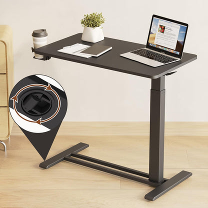 FLEXISPOT Mobile Standing Desk with Wheels Pneumatic Laptop Desk Rolling Computer Cart Movable Height Adjustable Small Sit Stand Workstation Home Use (31.5" W x 17.7" D, Black)