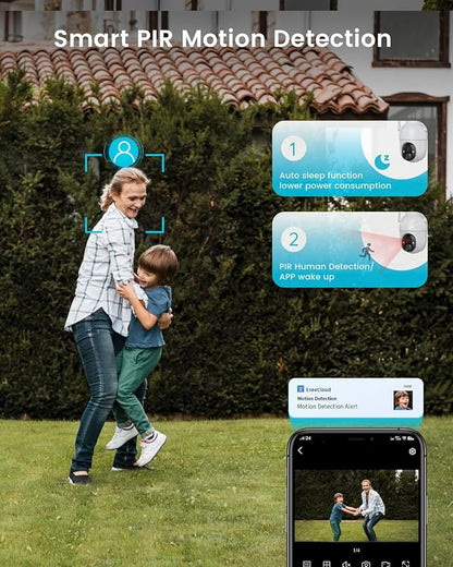 Security Cameras Outdoor Wireless,4 Cam-Kit,No Subscription,360° Pan & Tilt Home Security Cameras System,2K Color Night Vision