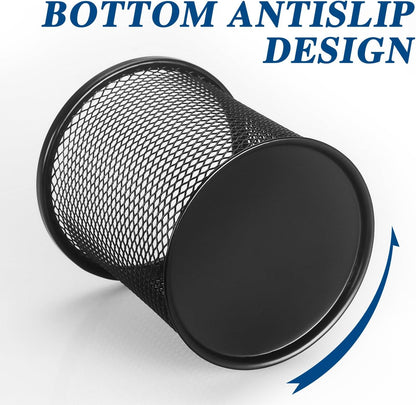 Tamaki Pen Holder Cup for Desk, Wire Mesh Pencil Cup Holder for Desk Office Pen Organizer (Black)