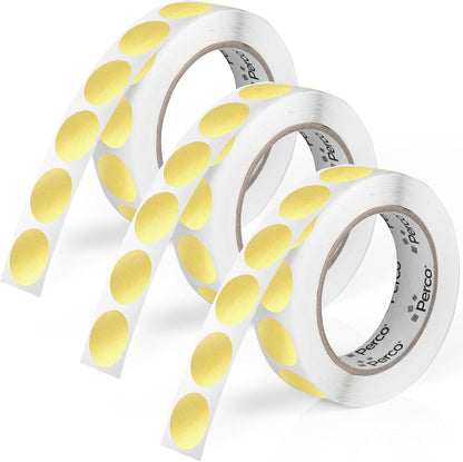 Perco Metallic Gold 1" Round Circle Dot Sticker Labels for Wedding Invitations - Multi-Roll Pack, 3 Rolls, 1,000 Labels Each - Permanent Adhesive, Vibrant Colors - Perforated for Easy Use, Made in USA