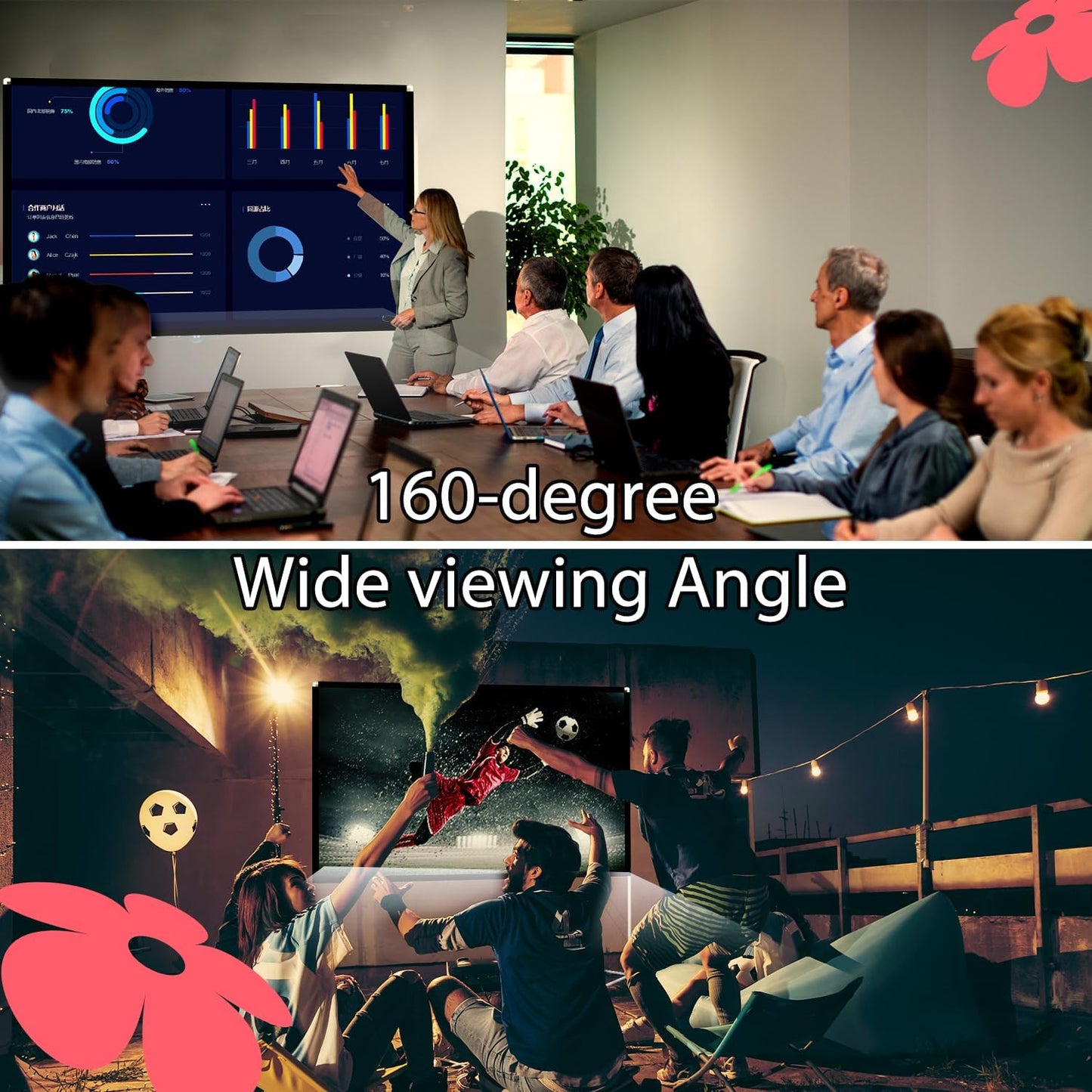 Projector Screen with Stand 120 inch: Foldable and Portable Projection Screen 16:9 4K HD Wrinkle-Free Lightweight Movie Screen with Carry BagHome Theater Backyard Cinema