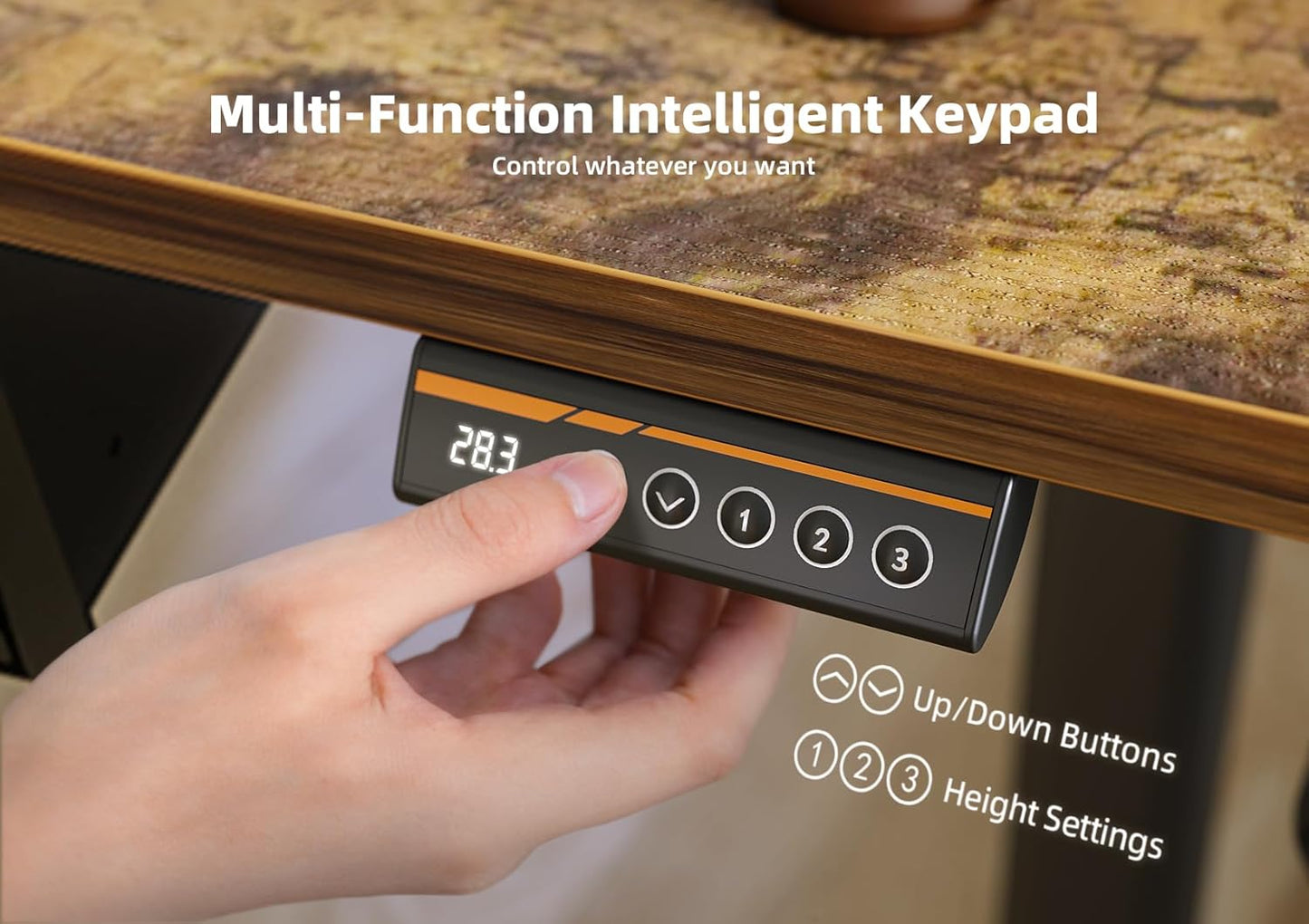 YDN Standing Desk with Keyboard Tray, 48 Inch Height Adjustable Desk, Brown Stand Up Desks for Home and Office, 48inch Rustic Brown