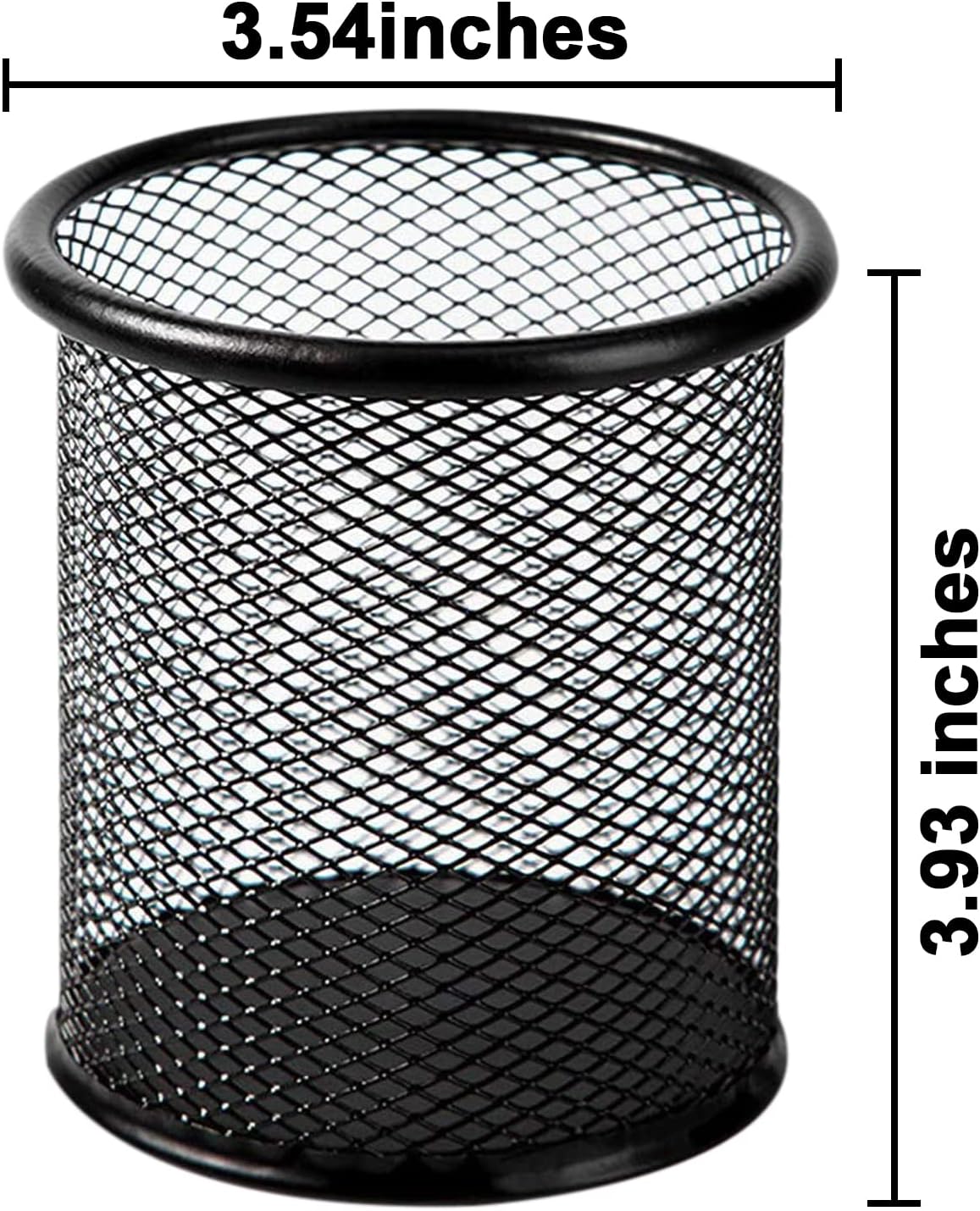 QYH Mesh Pen Cup Metal Pencil Holder for Desk 6 Packs Black Pen Organizer Office 3.54x3.93 Inch
