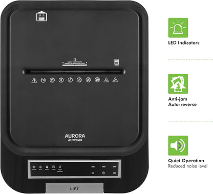 Aurora Commercial Grade 220-Sheet Auto Feed High Security Micro-Cut Paper Shredder/ 60 Minutes/Security Level P-5