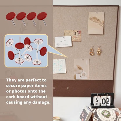 100Pcs Flat Head Upholstery Tacks Home Furniture Decor Tacks Upholstery Nails Flat Push Pins Flat Thumb Tacks Red (11mmx17mm)