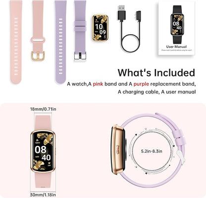 Health Fitness Tracker, Smart Watch with 24/7 Heart Rate, Activity Tracker with Blood Pressure and Blood Oxygen Monitor, 120 Sport Mode Waterproof Sleep Tracker for Women Men (Pink)