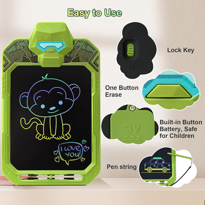 10 Inch LCD Writing Tablet for Kids – Powerful Warrior & Green Hero, Erasable Doodle Board Drawing Pad, Travel Educational Toy for Toddlers 3-8, Birthday Boys & Man (Green)